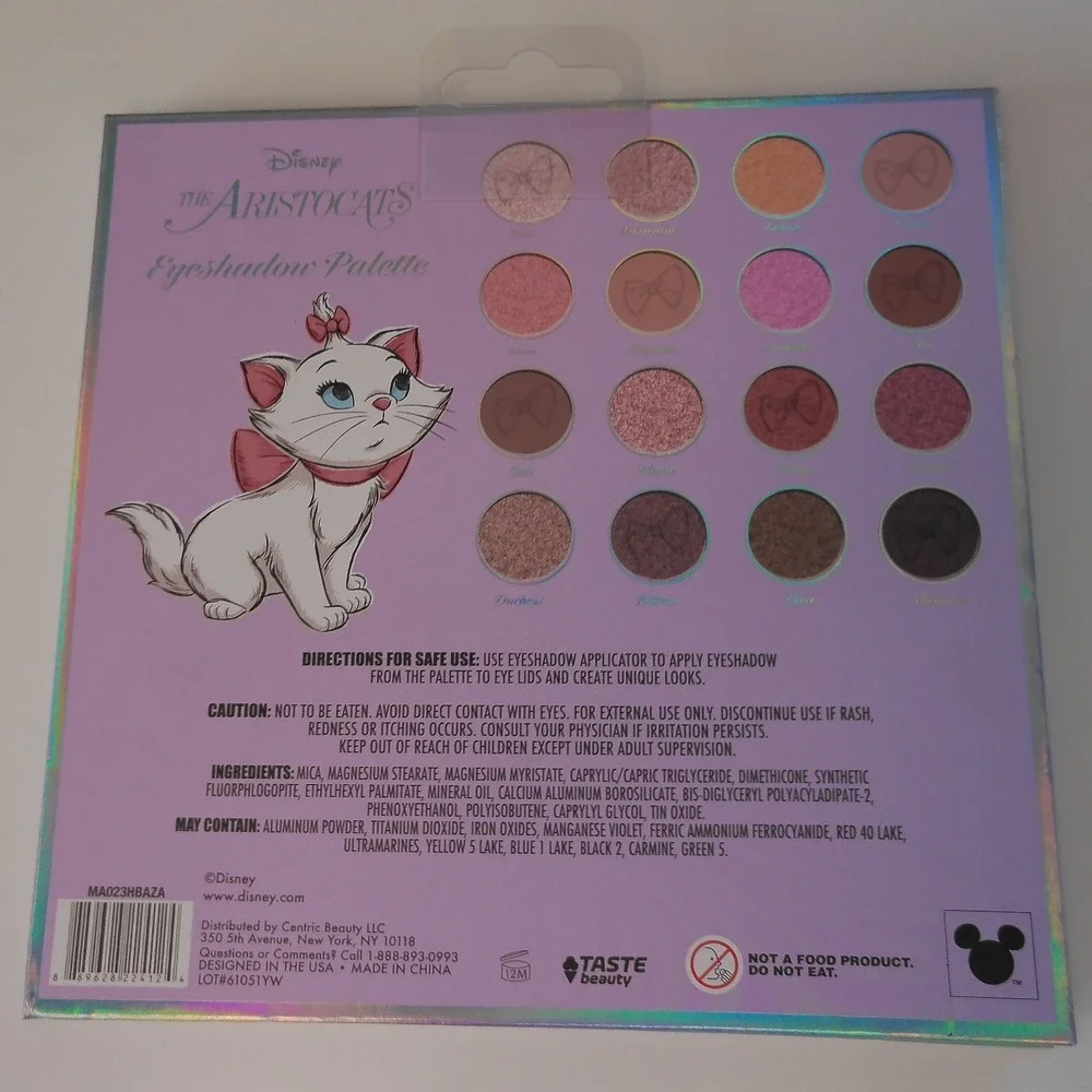 Disney Aristocats Marie 16-Shade Eyeshadow Palette Taste Beauty Pink Purple NEW
